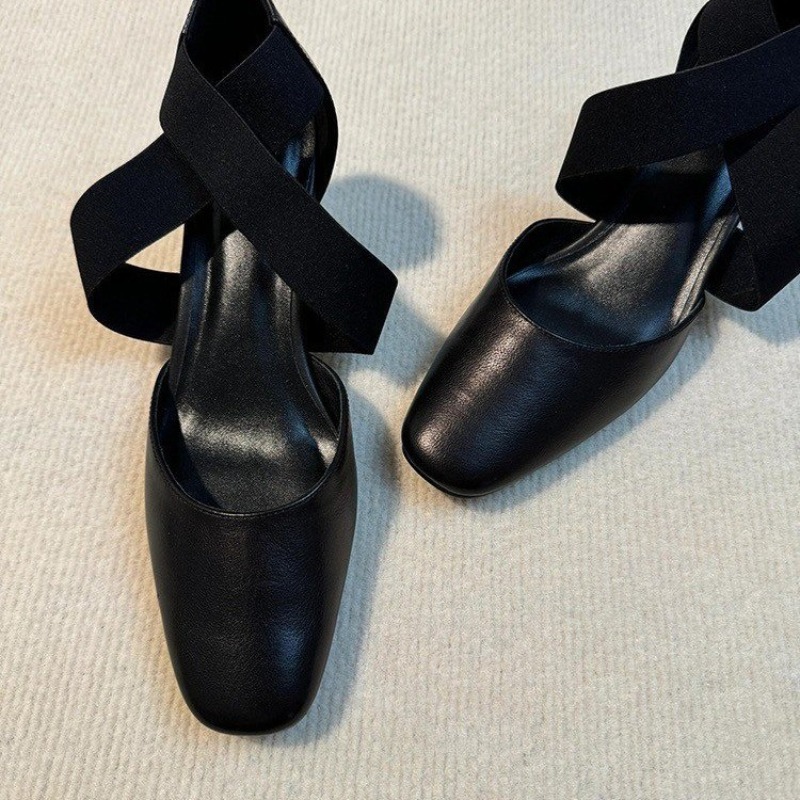 Leatherwork In French - Sandálias Femininas de Salto Bloco com