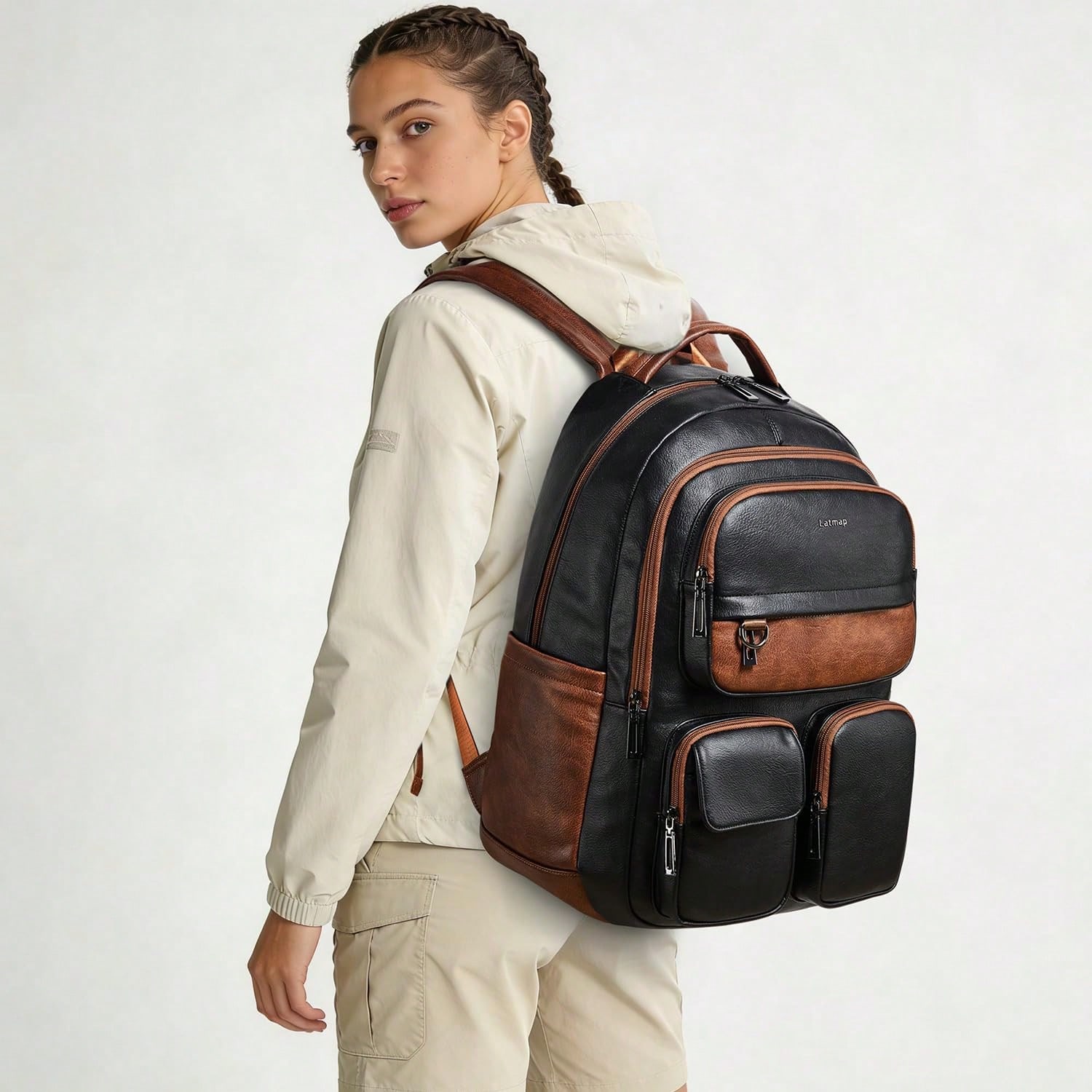 Mochila de Couro Vegano LATMAP - Leather Work Womens Backpack avaliação e preço
