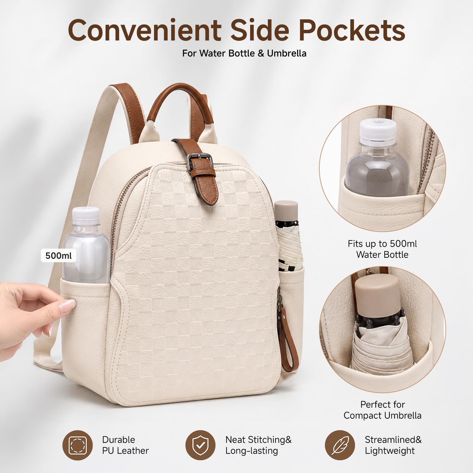 Mochila feminina de couro PU c - Leather Work Womens Backpack avaliação e preço