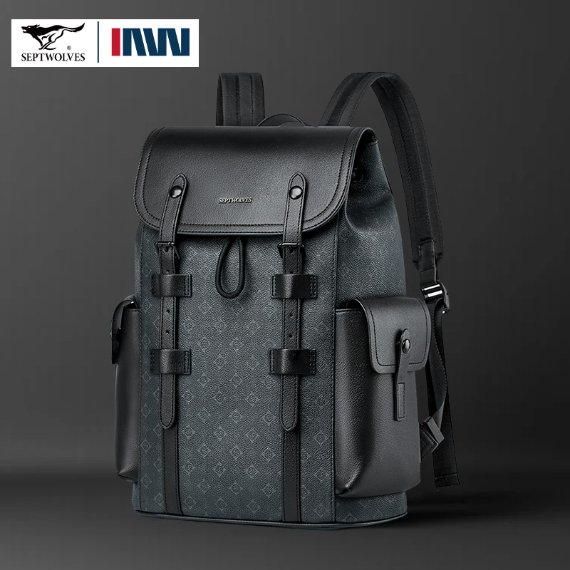 Septwolves alta qualidade negó - Leather Work Rucksack Mens avaliação e preço