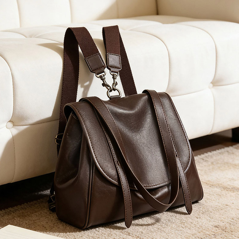 Feminino vintage macio split c - Leather Work Womens Backpack avaliação e preço